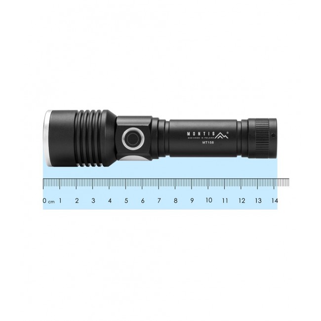 Montis Taktyczna ręczna latarka akumulatorowa LED MT158 Black Hand flashlight Montis Taktyczna ręczna latarka akumulatorowa LED MT158 Black Hand flashlight