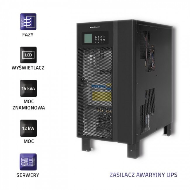 Qoltec 53949 Uninterruptible power supply 3-phase UPS | 15KVA | 12kW | LCD