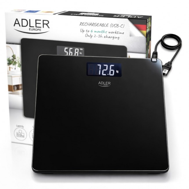 Bathroom scale ADLER AD 8194b rechargeable USB-C Black