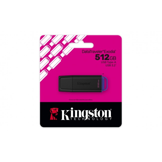 Kingston Technology DataTraveler 512GB Portable USB 3.2 Gen 1 Exodia Black/Purple Kingston Technology DataTraveler 512GB Portable USB 3.2 Gen 1 Exodia Black/Purple