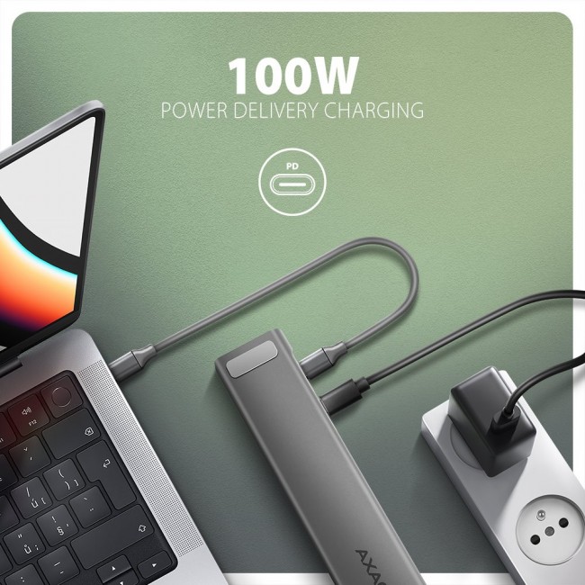 AXAGON HMC-10HLS multiport hub, 4x USB-A and 2x USB-C, HDMI 4K/60Hz, RJ-45, SD/microSD, PD 100W AXAGON HMC-10HLS multiport hub, 4x USB-A and 2x USB-C, HDMI 4K/60Hz, RJ-45, SD/microSD, PD 100W