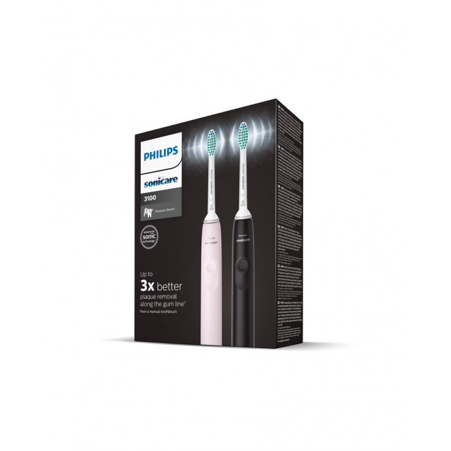 Philips Sonicare 3100 series 3100 series HX3675/15 2-pack sonic electric toothbrushes - black & pink