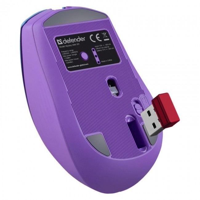 MOUSE DEFENDER MYSTERY MM-301 RF+BT PURPLE 1600dpi 6P MOUSE DEFENDER MYSTERY MM-301 RF+BT PURPLE 1600dpi 6P