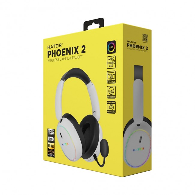 HATOR Phoenix 2 Wireless Headset Wired & Wireless Head-band Gaming USB Type-C / USB Type-A Bluetooth White