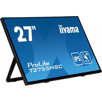 iiyama ProLite 27 Optical Bonded PCAP 10pt touchscreen monitor with IPS panel technology, edge-to-edge glass design, anti-fingerprint coating and a flexible stand