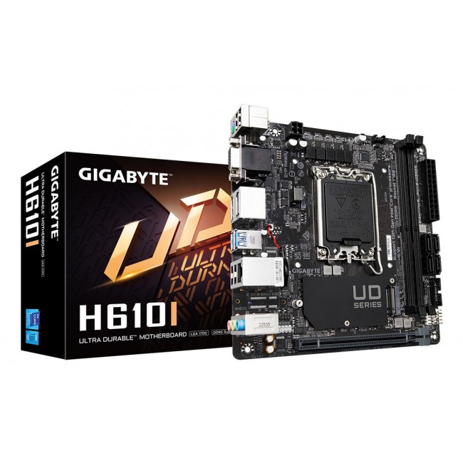 GIGABYTE H610I Motherboard - Supports Intel Core 14th CPUs, 4+1+1 Hybrid Digital VRM, up to 5600MHz DDR5, 1xPCIe 3.0 M.2, GbE LAN, USB 3.2 Gen 1