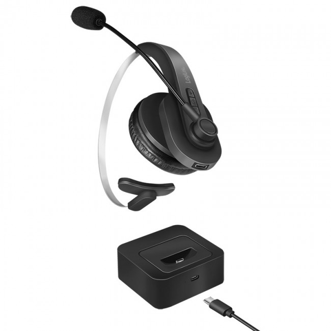 LogiLink BT0059 headphones/headset Wireless Head-band Office/Call center Bluetooth Charging stand Black