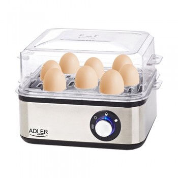 Adler AD 4486 egg cooker 8 egg(s) 800 W Black,Satin steel,Transparent