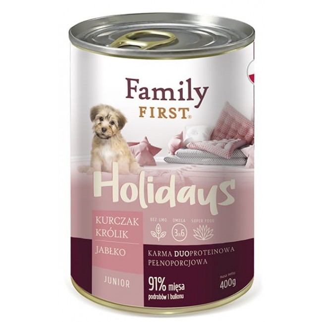 FAMILY FIRST Holidays Junior Chicken, rabbit, apple - Wet dog food - 400 g