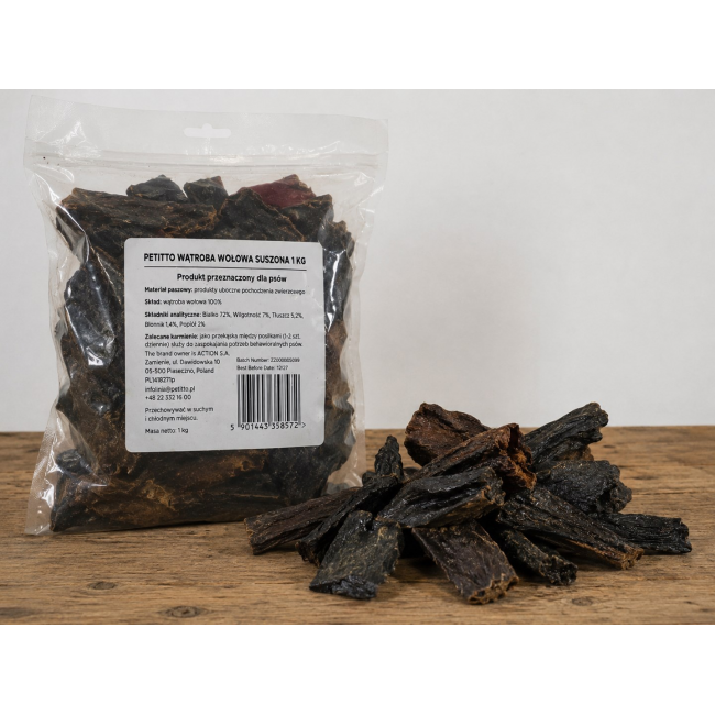PETITTO Dried beef liver Mono - dog treat - 1kg