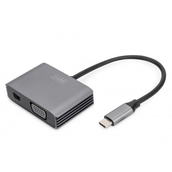 DIGITUS Adapter USB-C St. - VGA Bu./MiniDP Bu. 4K/30Hz 20cm