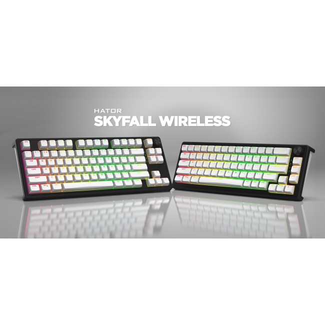 HATOR Skyfall Wireless 80 keyboard Gaming USB + RF Wireless + Bluetooth QWERTY US English Black, White