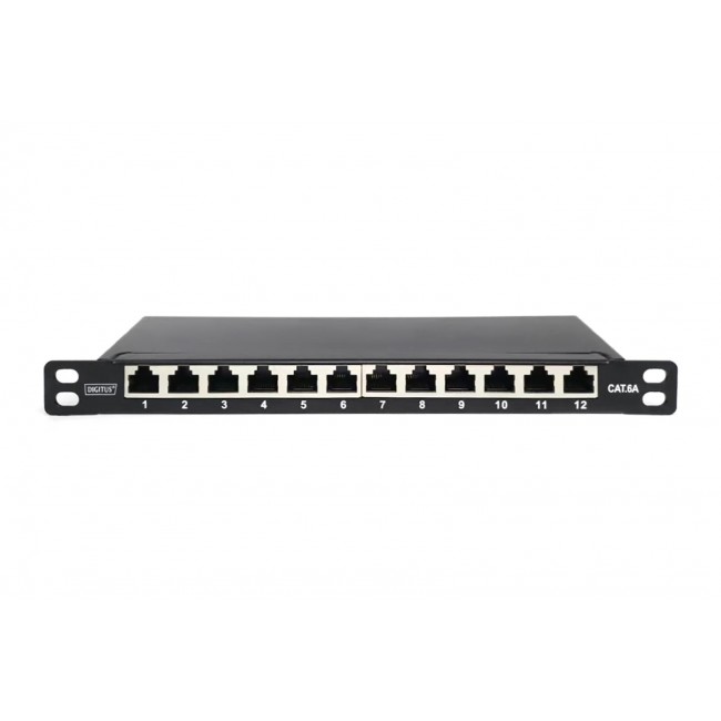 Digitus CAT 6A Slim Patch Panel, shielded, 12-port, 0.5 U, 10