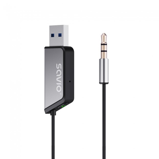 Savio TR-16 Transmitter AUX adapter with hands-free function, Bluetooth 5.3, Google Assistant/Siri Savio TR-16 Transmitter AUX adapter with hands-free function, Bluetooth 5.3, Google Assistant/Siri