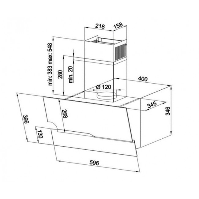 Wall-mounted hood MAAN Zetka 60 620 m3/h, Black Wall-mounted hood MAAN Zetka 60 620 m3/h, Black