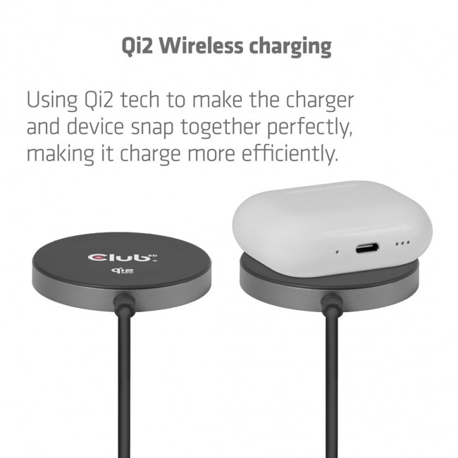CLUB3D CAC-3027 Qi2 25W Wireless Charger Black Qi 2.2 MagSafe Compatible Magnetic Pad