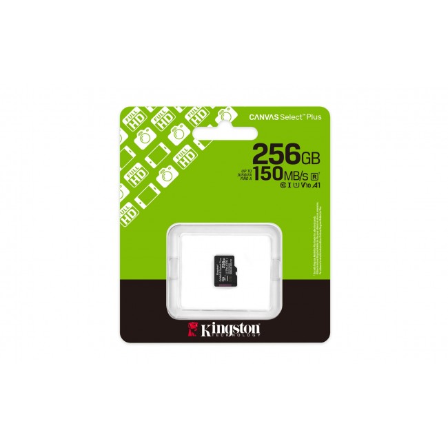 Kingston Technology 256GB micSDXC Canvas Select Plus Gen3 150R A1 Single Pack w/o ADP Kingston Technology 256GB micSDXC Canvas Select Plus Gen3 150R A1 Single Pack w/o ADP
