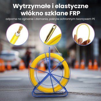Extralink Pilot 8mm 75m | Pilot do przeciągania kabli | w kno szklane FRP, r. 8mm, d . 75m, ty (EX.30899)