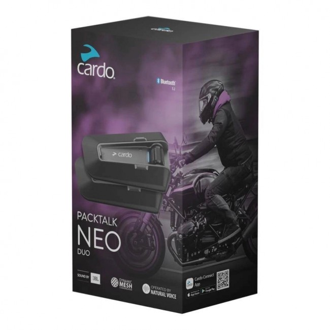 Cardo Packtalk Neo Duo Motorcycle intercom 2 channels 1600 m black