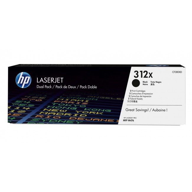 HP 312X 2-pack High Yield Black Original LaserJet Toner Cartridges