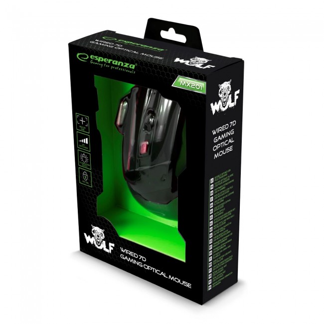 Esperanza EGM201R mouse USB Type-A Optical 2400 DPI Right-hand