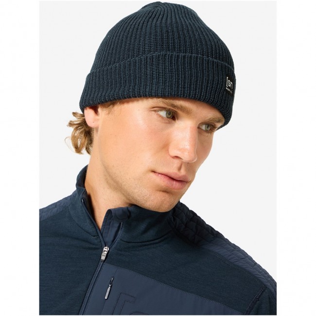 Czapka SUPER.NATURAL Merino Basic Beanie granatowa, ONE SIZE one size