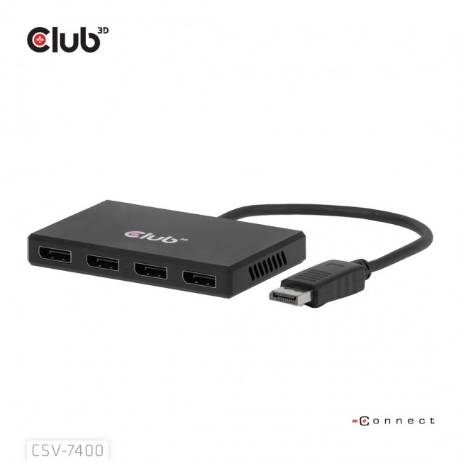 CLUB3D Quad DisplayPort Hub 4 x 4K Resolution @ 30Hz, MST Support