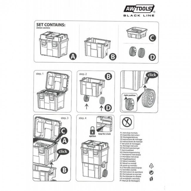 AWTOOLS TOOLBOX ON WHEELS 450x360x640mm HEAVY