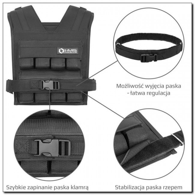 HMS Fitness KTO16 weighted vest Steel Black HMS Fitness KTO16 weighted vest Steel Black