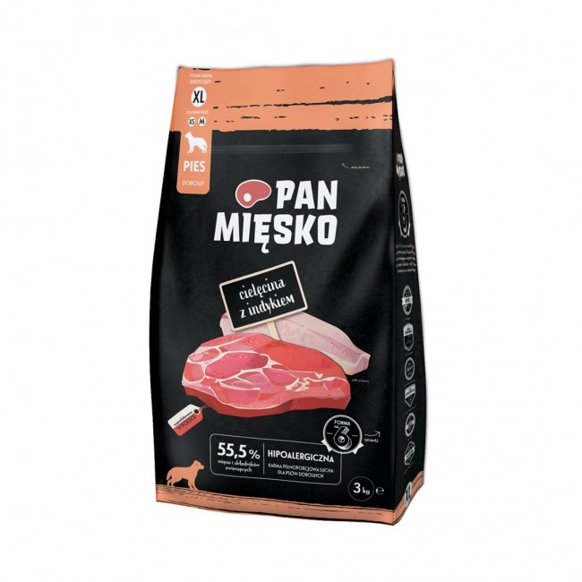 PAN MIĘSKO Veal with turkey XL - dry dog food - 3kg
