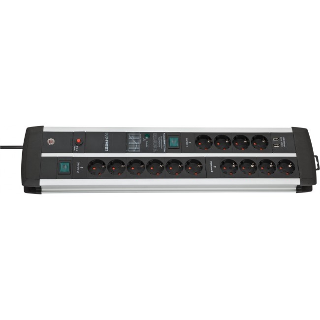 Brennenstuhl 1392000232 power extension 3 m 14 AC outlet(s) Indoor Black, Silver Brennenstuhl 1392000232 power extension 3 m 14 AC outlet(s) Indoor Black, Silver