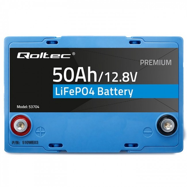 Qoltec LiFePO4 Lithium Iron Phosphate Battery | 12.8V | 50Ah | 640Wh| BMS
