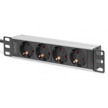 Digitus 10 Socket Strip with Aluminum Profile, 4-way safety sockets