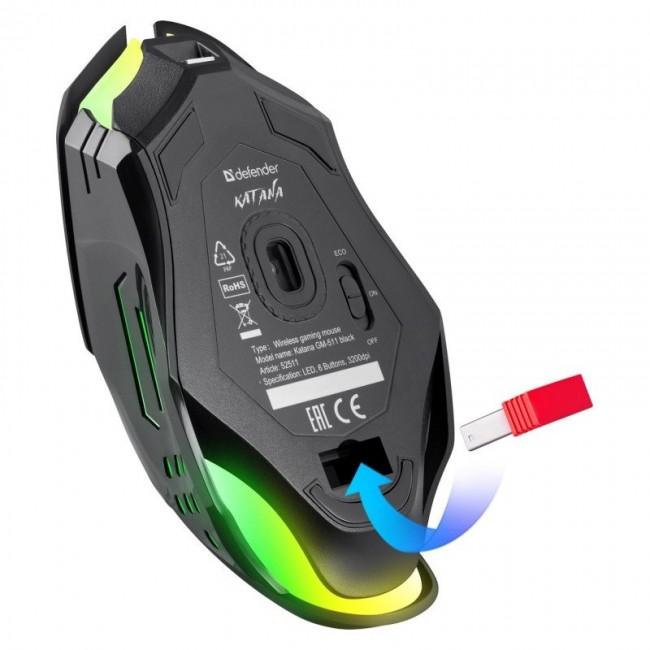 WIRELESS MOUSE DEFENDER KATANA GM-511 RF 3200DPI 7P WIRELESS MOUSE DEFENDER KATANA GM-511 RF 3200DPI 7P