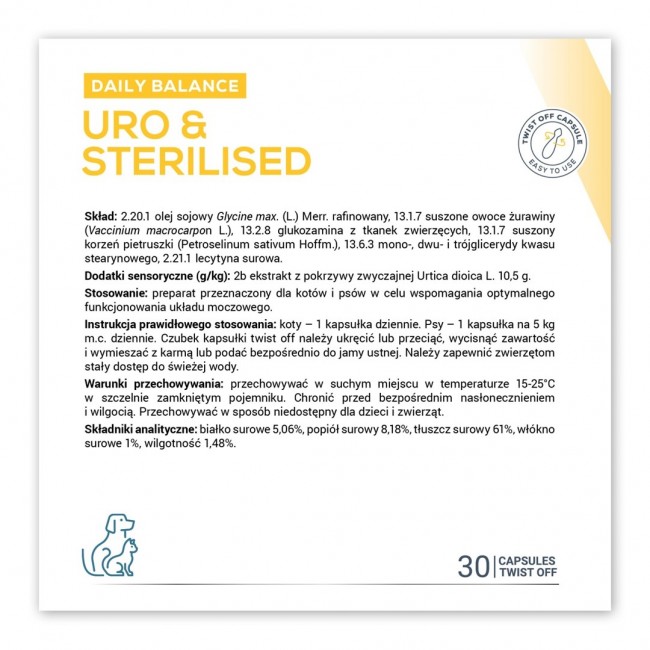 VETEXPERT Uro & Sterilised - supplements for dogs and cats - 30 pcs VETEXPERT Uro & Sterilised - supplements for dogs and cats - 30 pcs