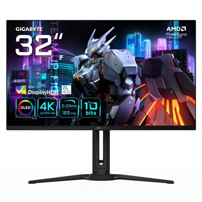 GIGABYTE AORUS FO32U 31.5 UHD Gaming Monitor - 3840 x 2160 (UHD), 165Hz, 0.03ms, 250 cd/m2, FreeSync Premium Pro, DisplayHDR True Black 400, HDMI 2.1, Displayport 1.4