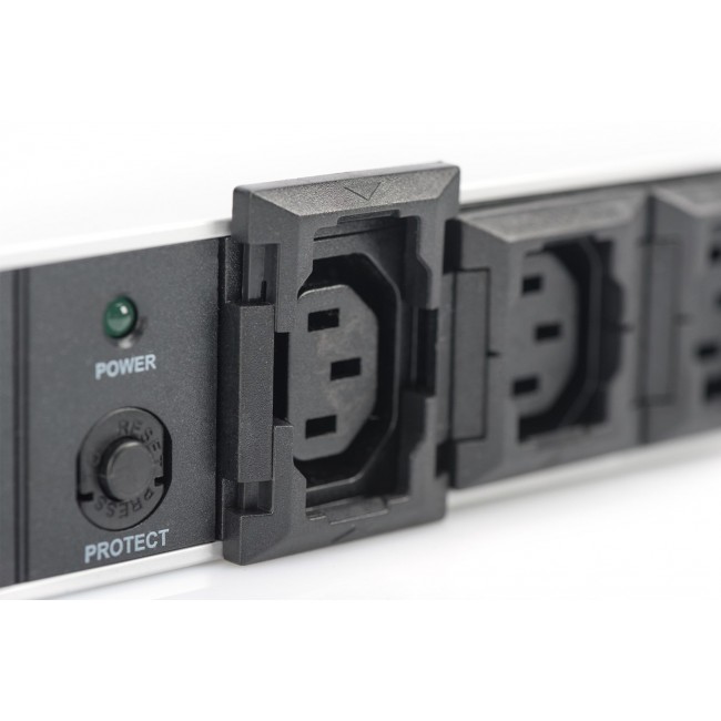 Digitus aluminum outlet strip, 10 outlets, 2 m supply IEC C14 plug