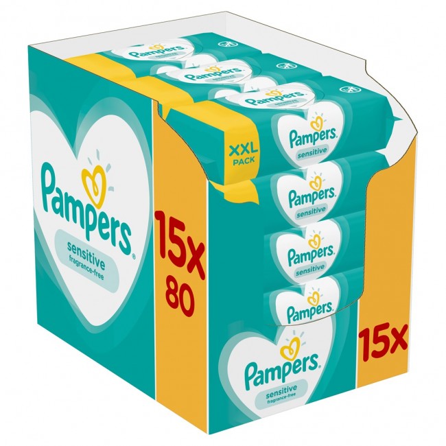 Pampers Sensitive Baby Wipes 15 Packs 1200 Wipes