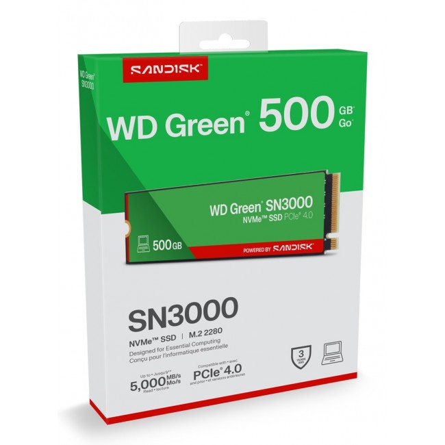 Western Digital Green WD SN3000 NVMe SSD POWERED BY SANDISK 500 GB