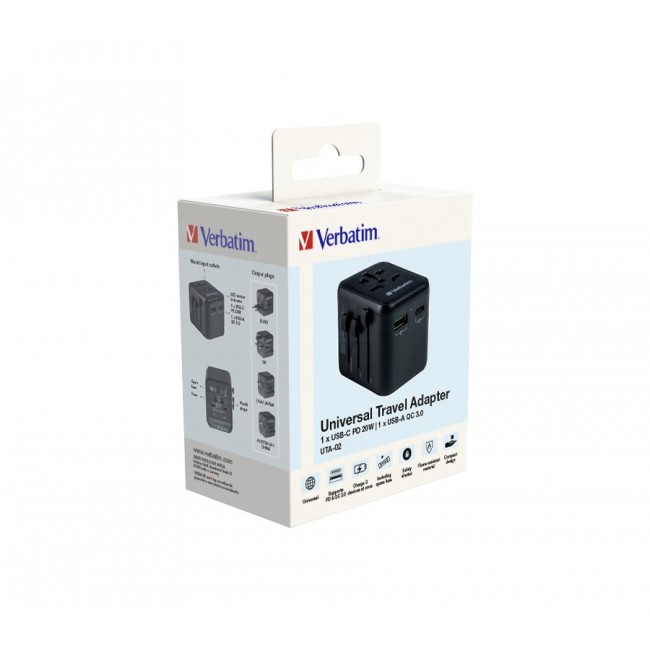 Verbatim 49544 power plug adapter Universal Black