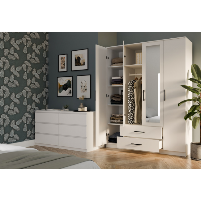 Topeshop ROMANA 160 BIEL bedroom wardrobe/closet 11 shelves 4 door(s) White Topeshop ROMANA 160 BIEL bedroom wardrobe/closet 11 shelves 4 door(s) White