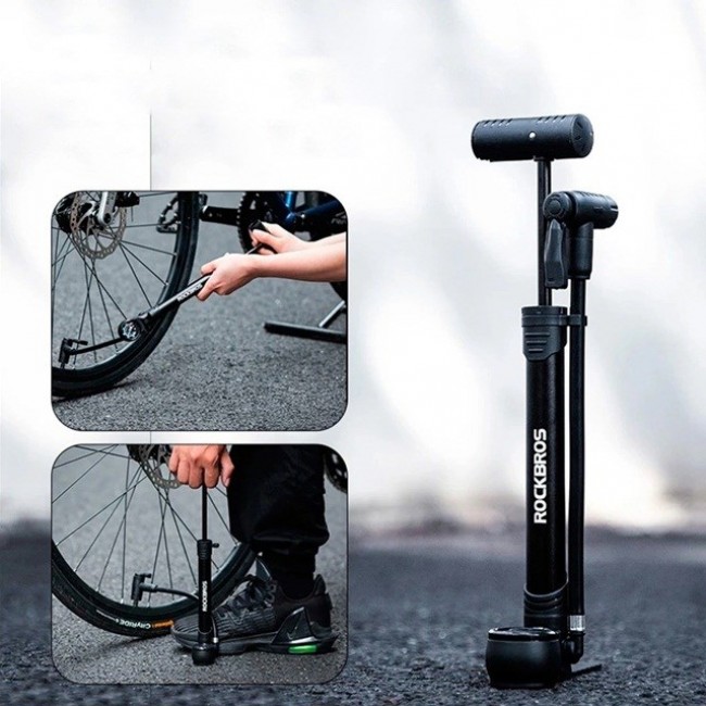 Rockbros 42310006001 Bicycle hand pump with pressure gauge Black Rockbros 42310006001 Bicycle hand pump with pressure gauge Black