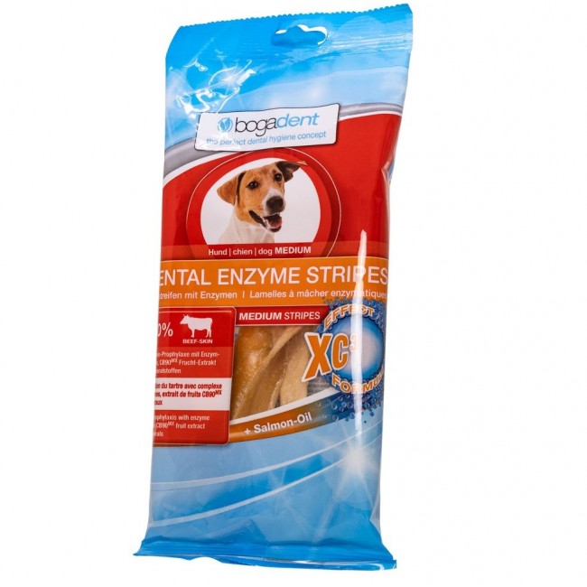 BOGAR Bogadent Dental enzyme stripes Medium Beef - dog treat - 100g BOGAR Bogadent Dental enzyme stripes Medium Beef - dog treat - 100g