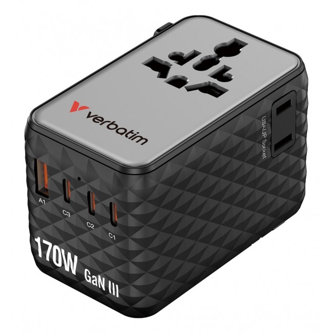Verbatim Charge 'n' Travel 170W Universal Travel Adapter Black
