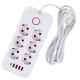 Maclean power strip, 6 socket extension + 4xUSB, 110-240V AC 50/60Hz, 2.1A max 2500W, 3m, white, MCE391 W
