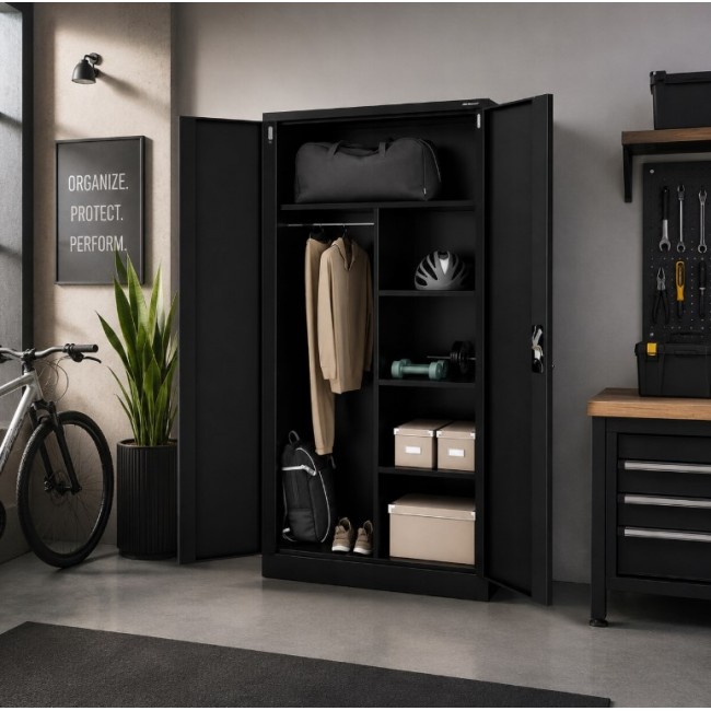 Iron Mate SATURN Metal Utility Cupboard 185x90x45 Black RAL9005