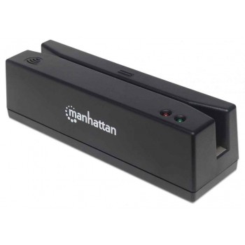 Manhattan USB-A Magnetic Strip Card Reader, Triple Track Reader, Keyboard Wedge Decoder, Cable 1.5m, Black, Three Year Warranty
