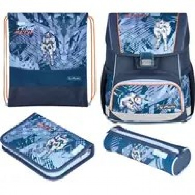Herlitz Loop Plus TechMech school bag set Boy Polyester Blue, Orange