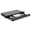 Equip 12-Port Fiber Optic Splice Box, LC Duplex, OM3, 1U, Equipped, Black