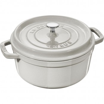 Staub Round Cast Iron Pot - 6.7 ltr, White Truffle